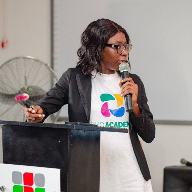 Sunshine Omogiate Owenosa giving a speech at KSCC Graduation, 2025.